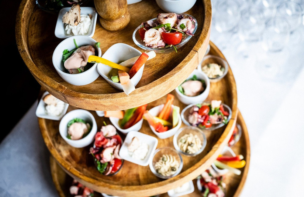 Menu per matrimoni Villa Damiani, antipasti di benvenuto. Bassano del Grappa